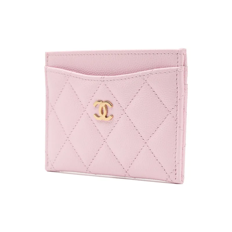 CHANEL Grain Embossed Cow Leather Coin Purse, Card Holder Women's Pink-1