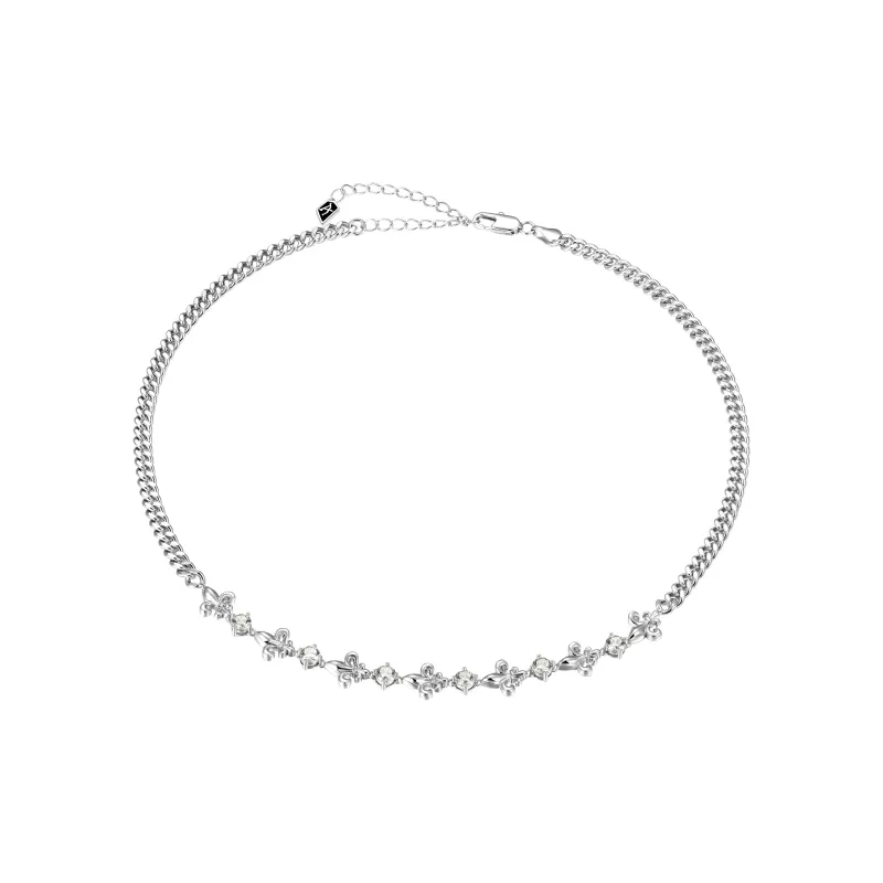 APORRO Iris Patchwork Zircon Cuban Necklace Unisex-0