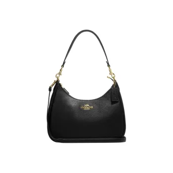 COACH Hobo Pebbled Leather Crescent Bag Handbags Shoulder Bags Women's Black