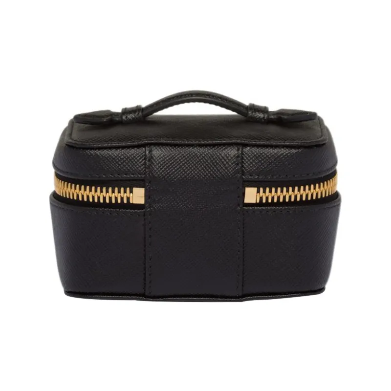 PRADA Leather Makeup Bag Women's Black-1