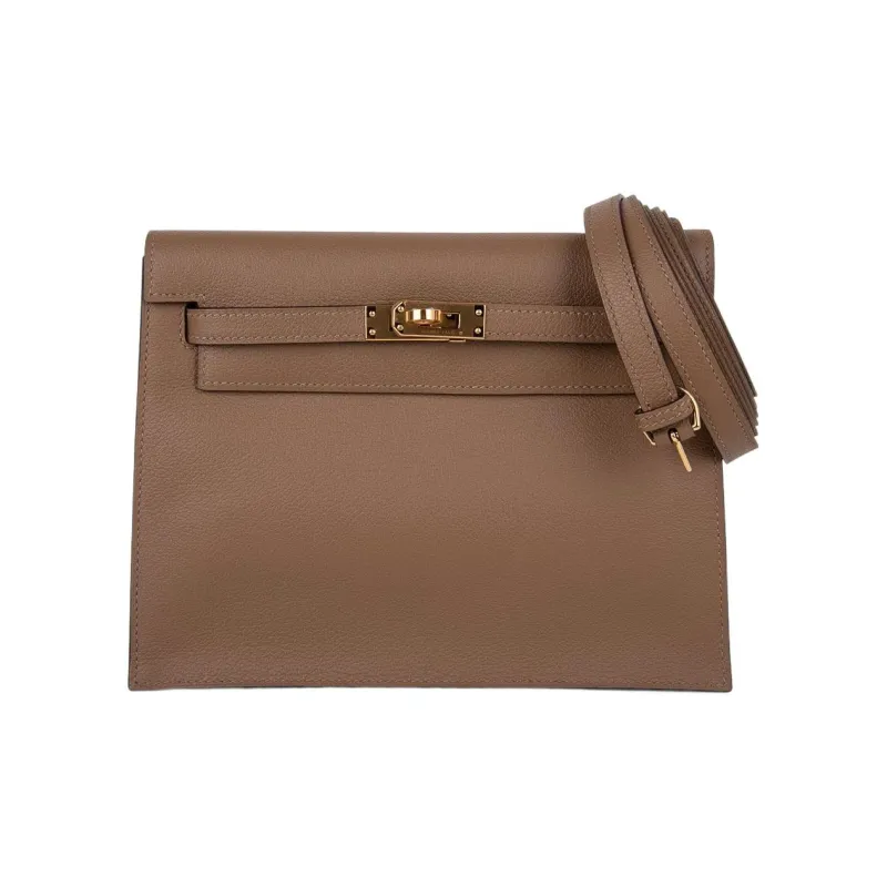 HERMES Kelly Danse Evercolor Leather Handheld Crossbody Bag, Shoulder Bag Women's-0