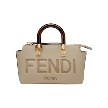 FENDI Calfskin Boston Bag Handbag Shoulder Bag Crossbody Bag Mini Women's Beige Brown