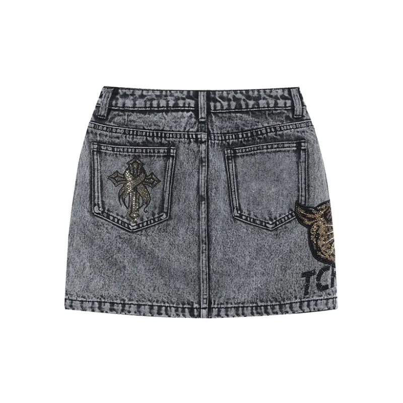 TCH Denim Short Skirts Women's Gray-1