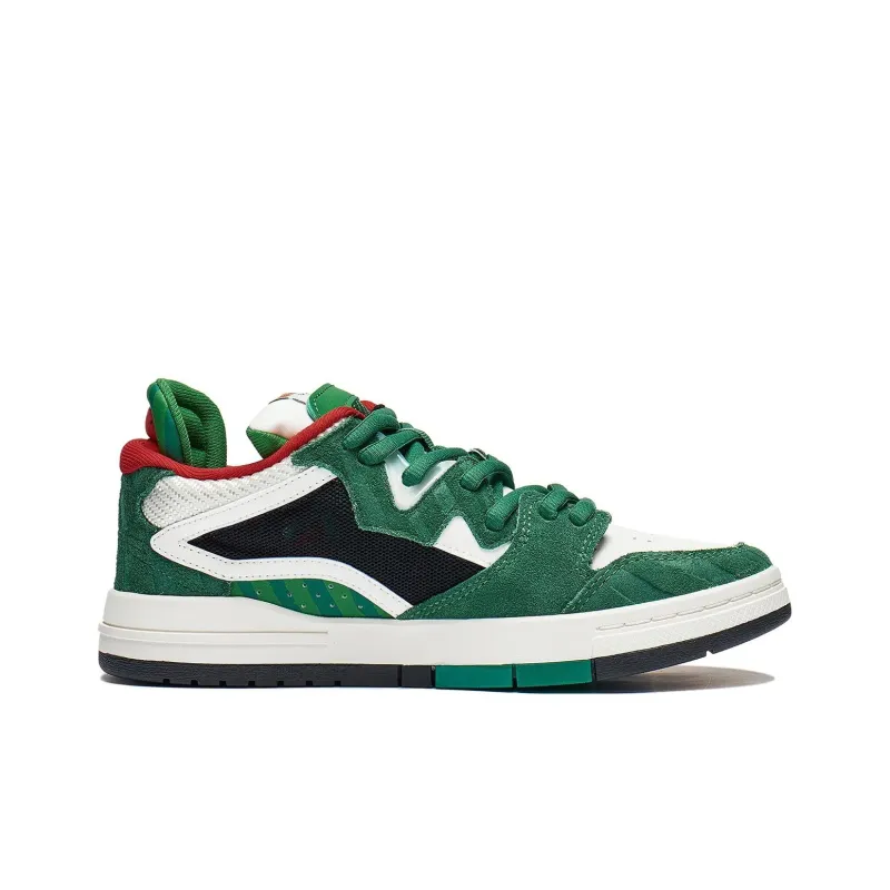 LiNing Wave Pro Anti Slip Wear Resistant Low Top Skateboard Shoes Women's Green Black Red-1