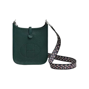 HERMES Evelyne Taurillon Clemence Leather Shoulder Bag Crossbody Bag Women's Plum Green