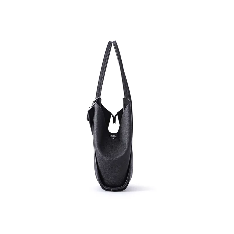 FION Genuine Leather Small Basket Tote Bucket Bag Shoulder Bag Women's Multicolor-9