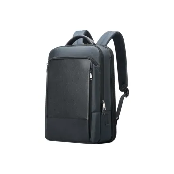 BOPAI Cow Leather Backpack Men's Black/Blue