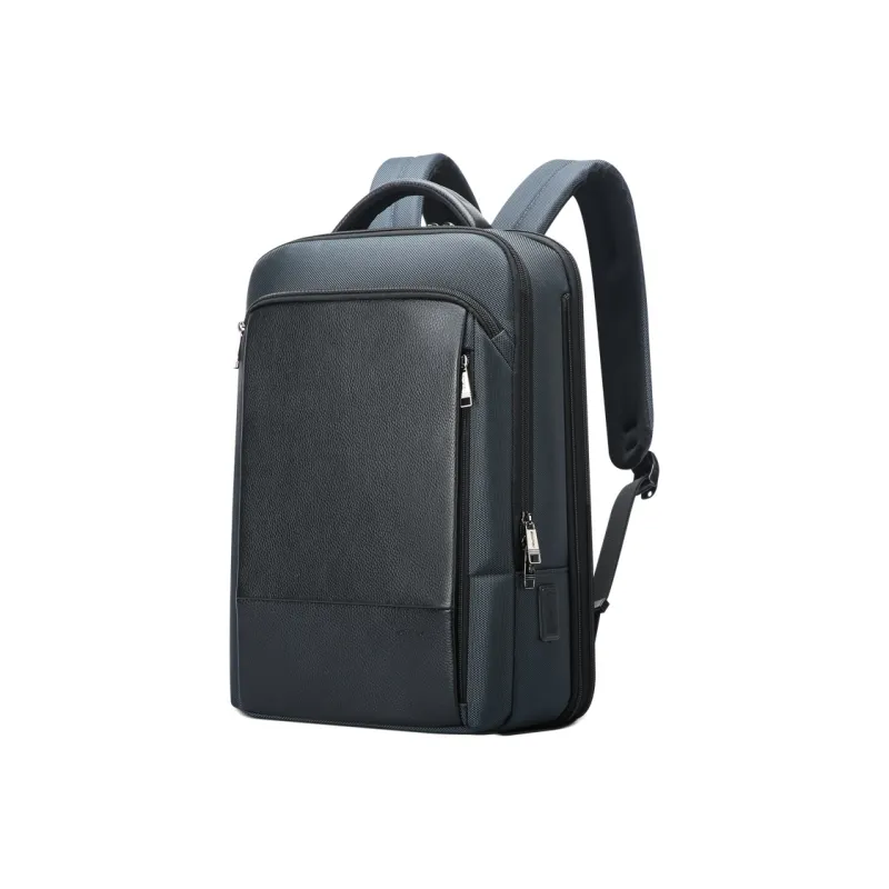 BOPAI Cow Leather Backpack Men's Black/Blue-5