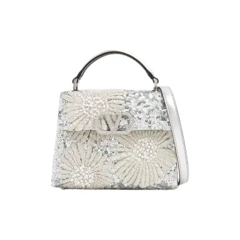 Valentino VSLING Rhinestone Shoulder Bag Crossbody Bag Handbag Mini Women's Silver