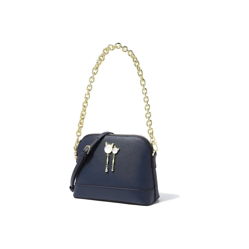 DORIS BETTY PU Dome Bag Shoulder Bag Crossbody Bag Small Size Women's Dark Blue-1
