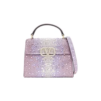 Valentino VSLING Rhinestone Shoulder Bag Crossbody Bag Handbag Mini Women's Purple