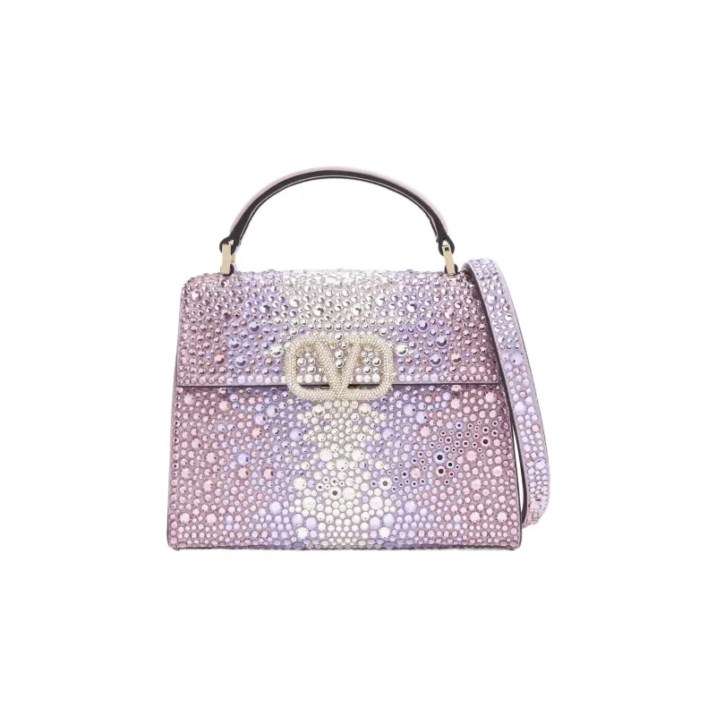 Valentino VSLING Rhinestone Shoulder Bag Crossbody Bag Handbag Mini Women's Purple-0