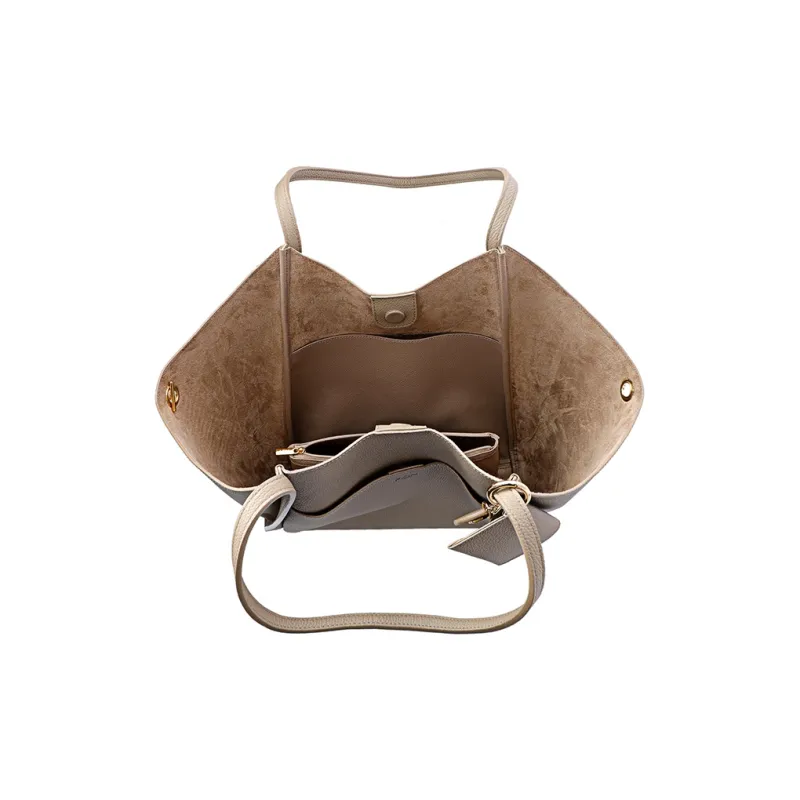FION Genuine Leather Small Basket Tote Bucket Bag Shoulder Bag Women's Multicolor-4