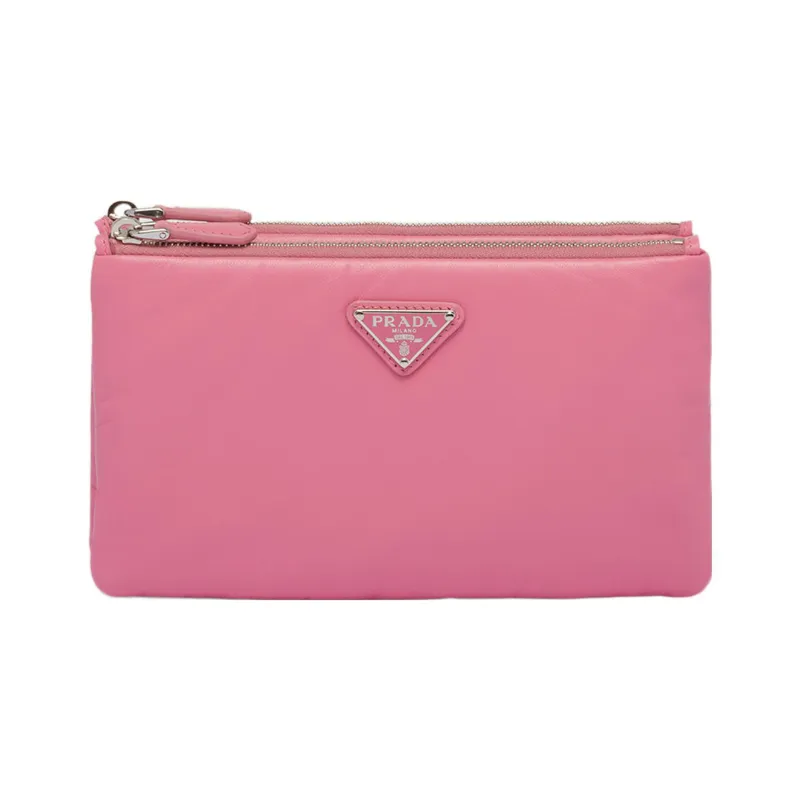 PRADA Soft Sheep Leather Clutch Regular Women's Pink-0