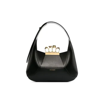 Alexander McQueen Smooth Cow Leather HOBO Bag, Shoulder Handbag Regular Women's Black