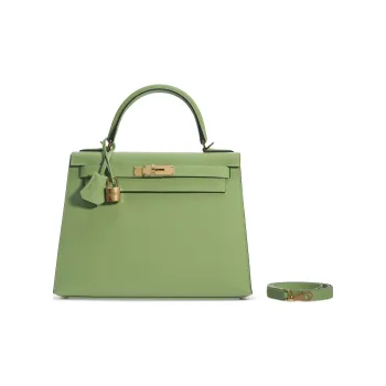 HERMES Kelly Epsom Leather Kelly Bag Shoulder Bag Crossbody Bag Handbag Regular Women's 3I Vert Criquet Avocado Green