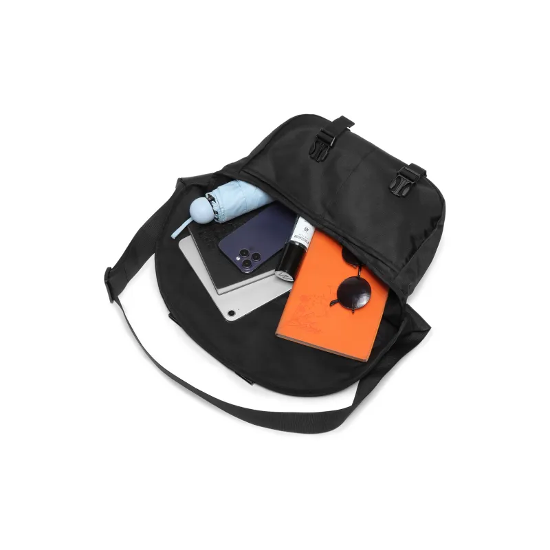 NOMK Oxford Messenger Bag, Crossbody Bag Large Size Unisex Black-5