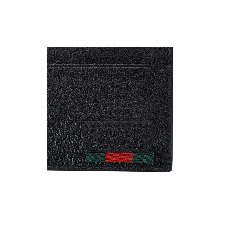 GUCCI Cow Leather Card Clip Card Holder Men's Black-4