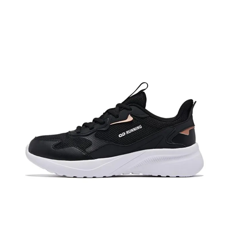 QIAODAN Slip Resistant Breathable Low Top Running Shoes Women's Black-0
