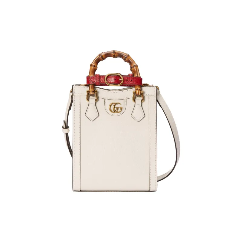 GUCCI Diana Leather Tote Bag, Shopping Bag, Handbag Mini Women's White-1