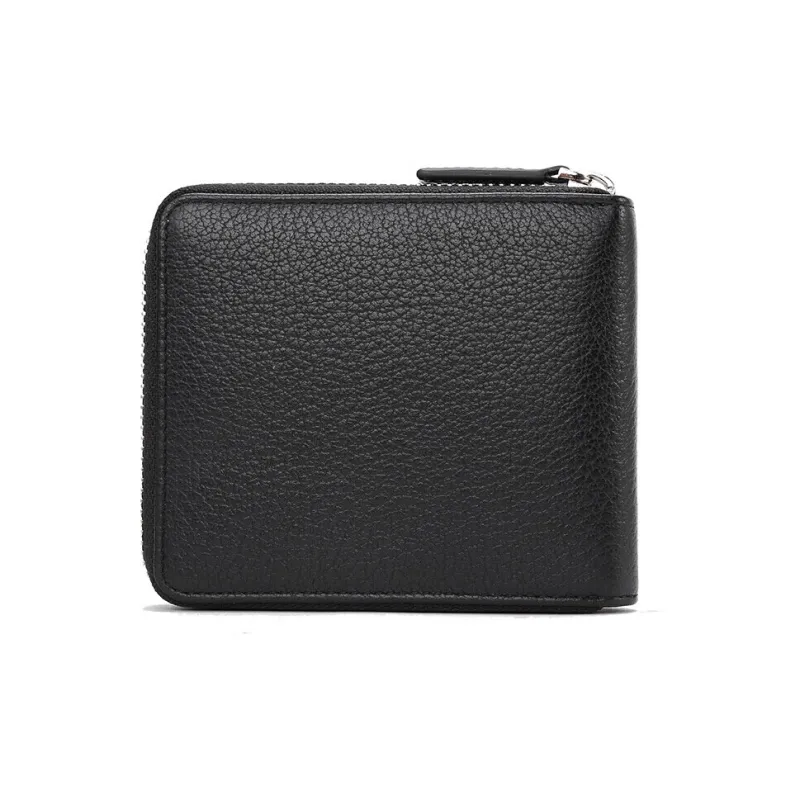 ELLE HOMME Litchi Grain Top Grain Cow Leather Wallets Coin Purses Regular Unisex Black-3