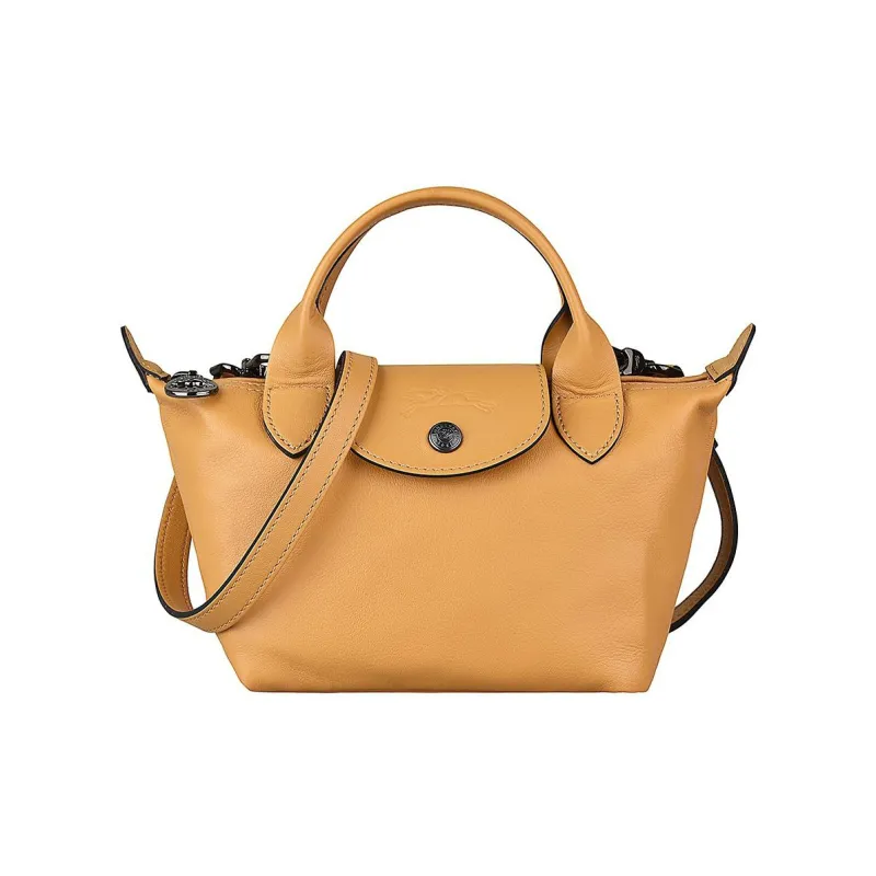 LONGCHAMP Le Pliage Cuir Sheepskin Dumpling Bag Crossbody Bag Shoulder Bags Women's Earth Yellow-0