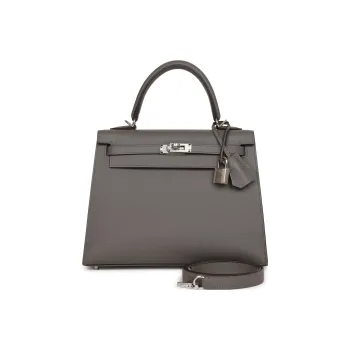 HERMES Kelly Cow Leather Kelly Bag, Crossbody Handbag Women's Misty Rain Cloud Gray