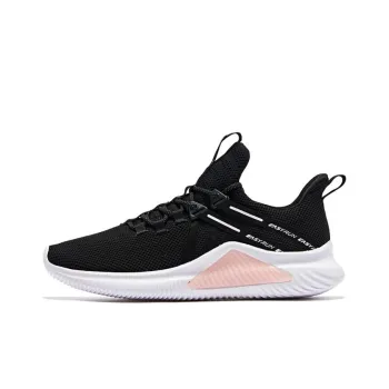 QIAODAN Anti Slip Wear Resistant Low Top Casual Running Shoes Women's Pink Black