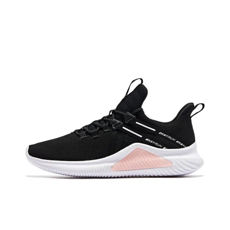 QIAODAN Anti Slip Wear Resistant Low Top Casual Running Shoes Women's Pink Black-0