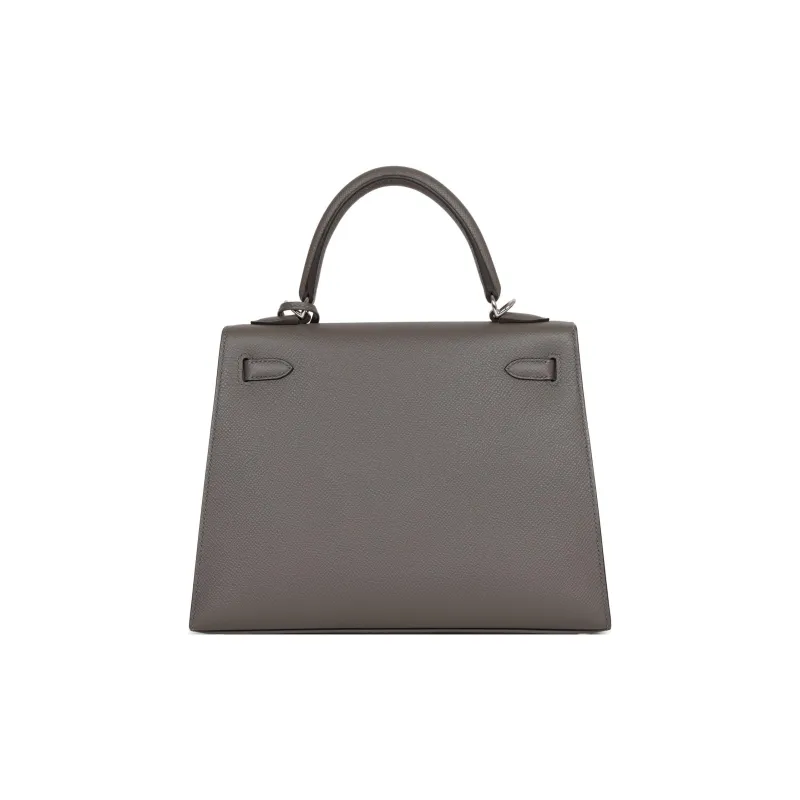 HERMES Kelly Cow Leather Kelly Bag, Crossbody Handbag Women's Misty Rain Cloud Gray-4