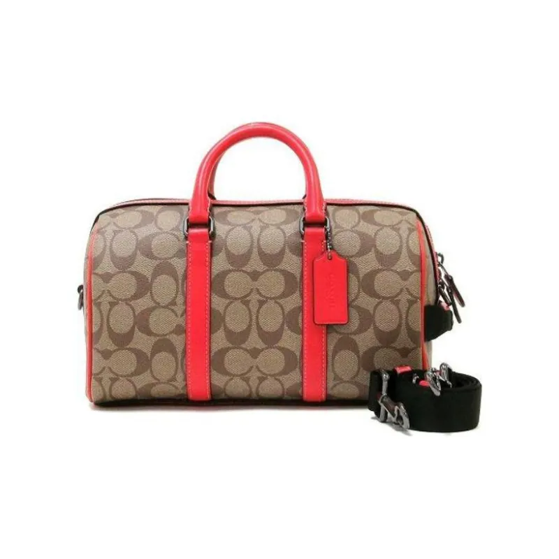 COACH Venturer Cow Leather Handbag Shoulder Bag Crossbody Bag Travel Bag Medium Size Unisex Khaki & Red-1