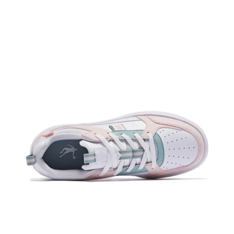 QIAODAN Non slip Lightweight Low Top Skateboard Shoes Women's Pink White-3
