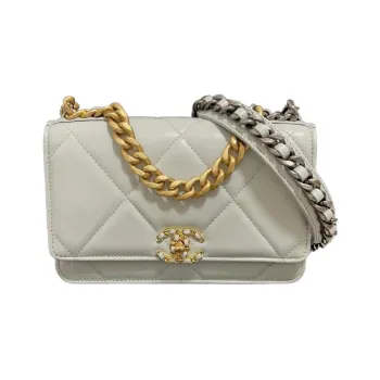 CHANEL 19BagWOC Sheepskin Chain Bag, Shoulder Bag, Crossbody Bag Women's Light Blue Gray