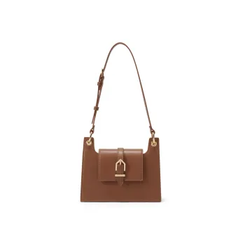 CHARLES&KEITH PU Shoulder Bag, Portable Crossbody Bag Trumpets Women's White/Brown
