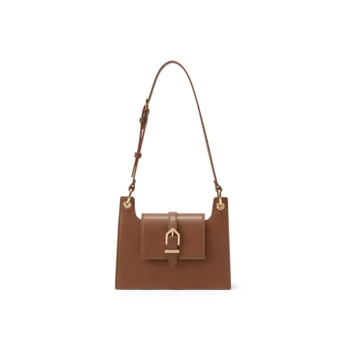CHARLES&KEITH PU Shoulder Bag, Portable Crossbody Bag Trumpets Women's White/Brown