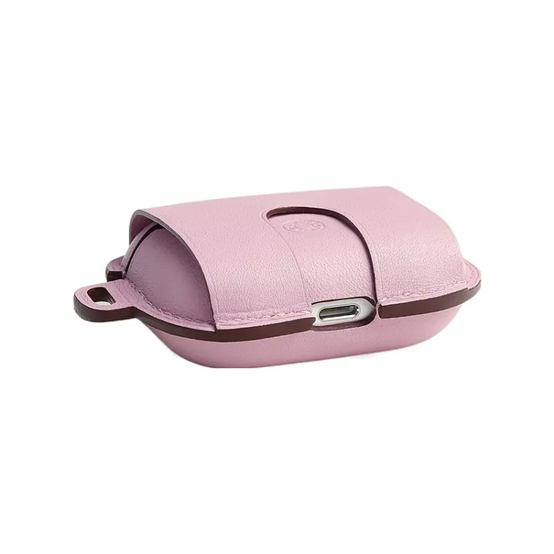 HERMES Swift Leather AirPods Pro Protective Case Earphone Case Unisex Brocade Gourd Purple/Rhododendron Pink-1