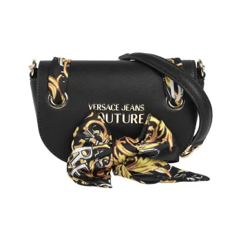 VERSACE JEANS COUTURE Leather Saddle Bags Shoulder Bags Small Size Women's Black