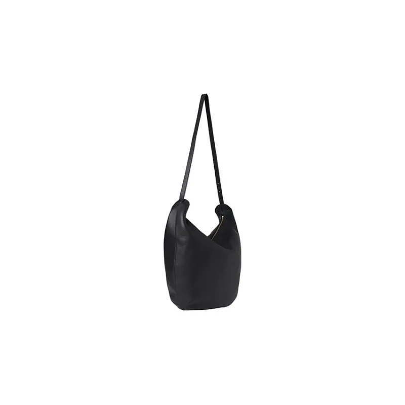 THE ROW N/S Allie Buffed Calfskin Shoulder Bag Croissant Bag Women's Black-1