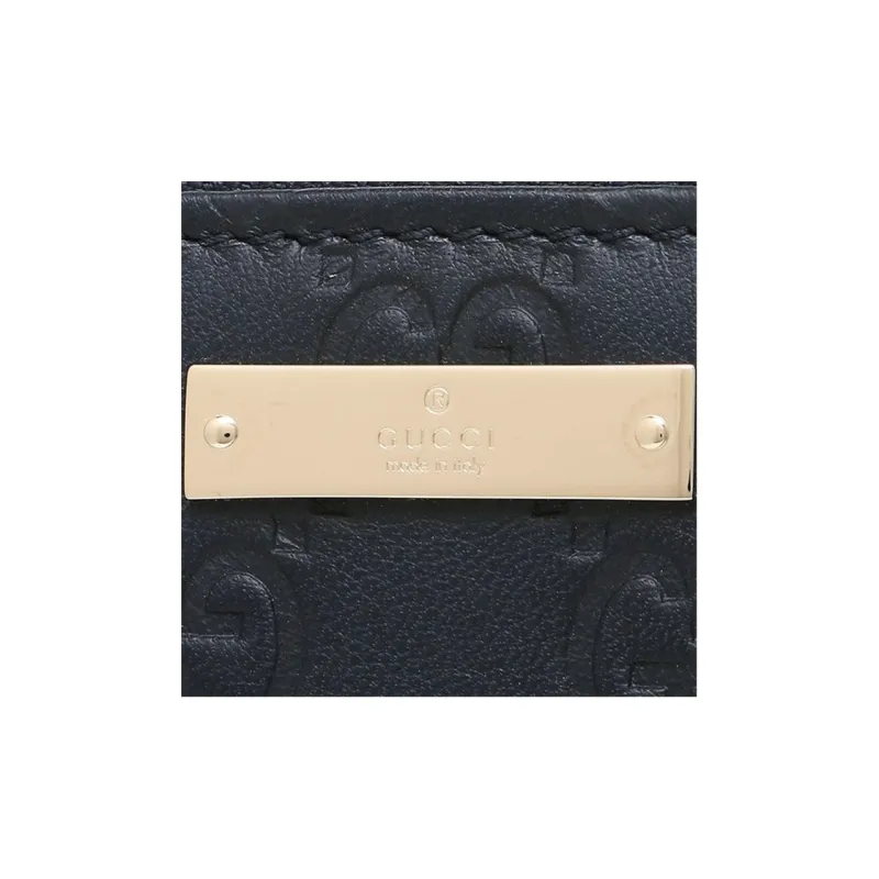 GUCCI Cow Leather Wallet Men's Dark Blue-5