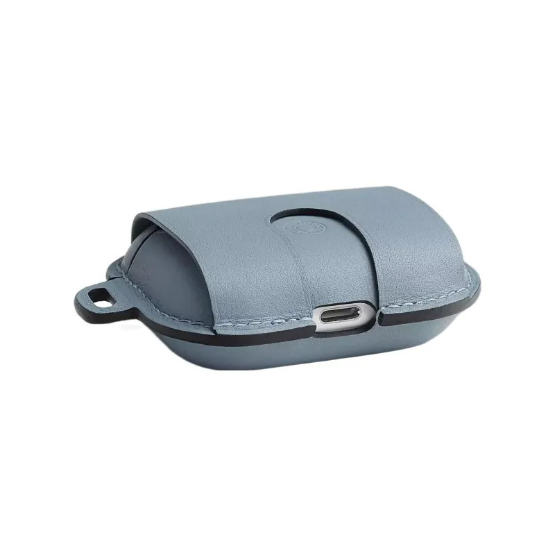 HERMES Swift Leather AirPods Pro Protective Case Earphone Case Unisex Linen Blue/Tin Gray-1
