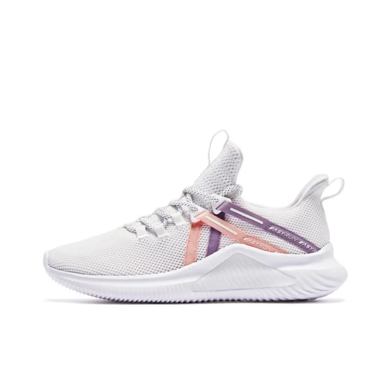 QIAODAN Anti Slip Wear Resistant Low Top Running Shoes Women's Pink White-0