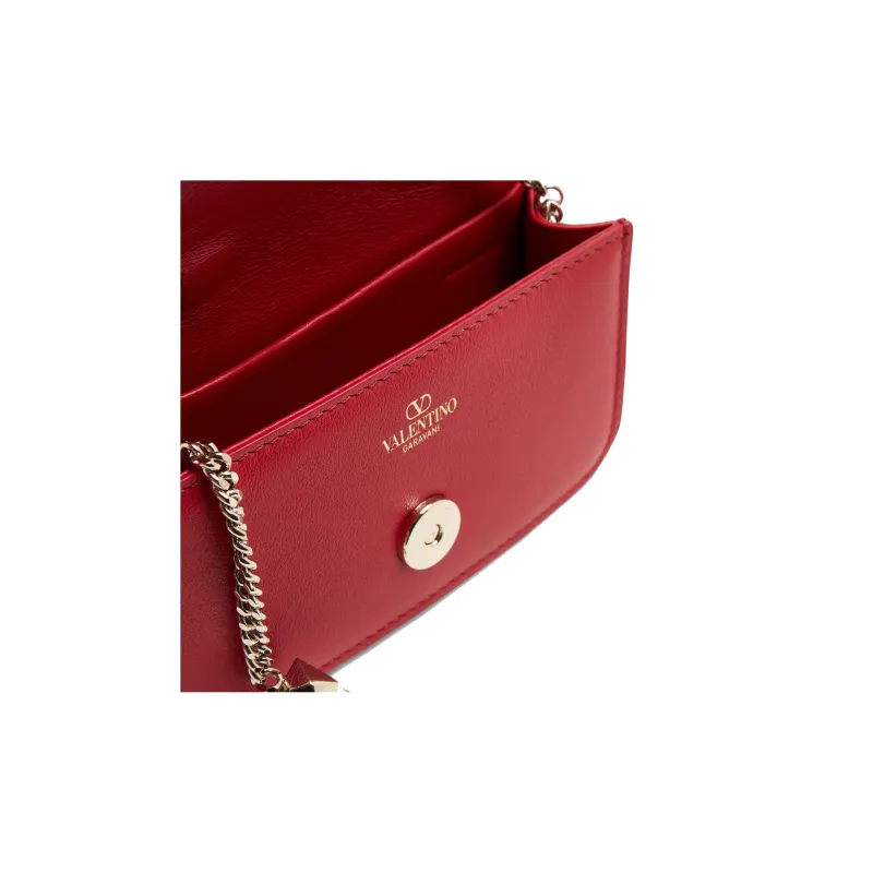 Valentino Locò Cow Leather Messenger Bag Shoulder Bag Crossbody Bag Mini Women's Red-2