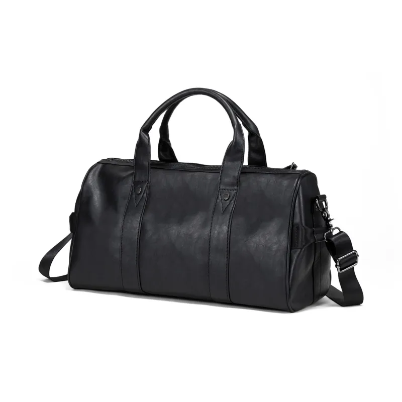 RUIGOR PU Gym Bag Shoulder Bag Crossbody Bag Handbag Large Size Unisex Black-2