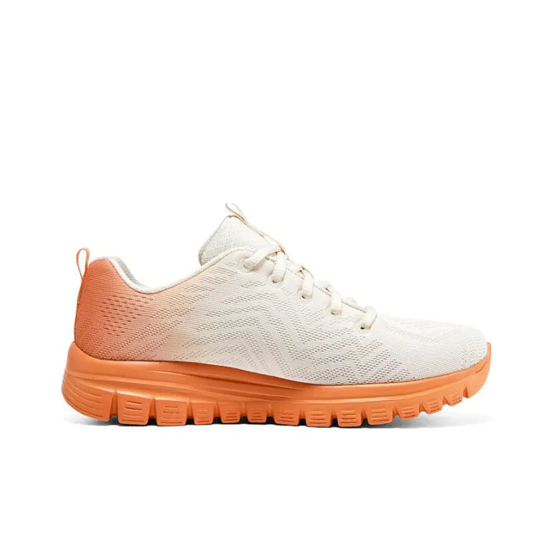 Skechers Graceful Square Sugar Collection Cushioning Wear Resistant Low Top Casual Shoes Women's White Orange-1