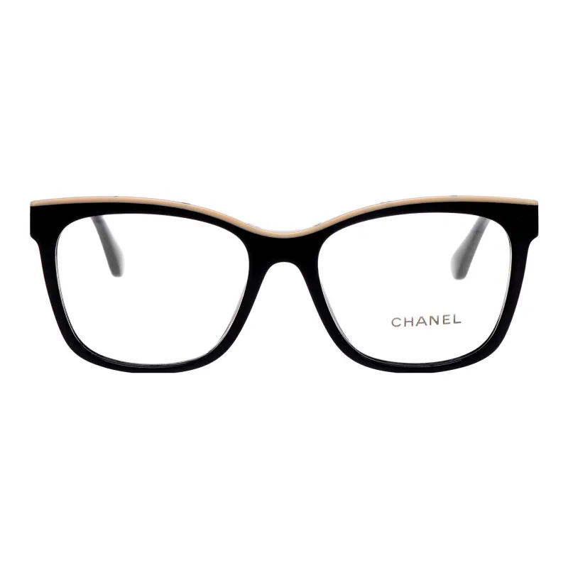 CHANEL Square Injection Molded Square Optical Glasses Unisex Black/Beige-2