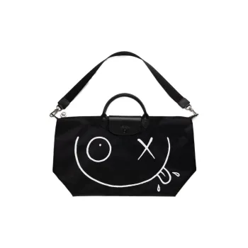 LONGCHAMP Le Pliage Recycled Polyamide Canvas Portable Travel Bag Large Size Unisex Black