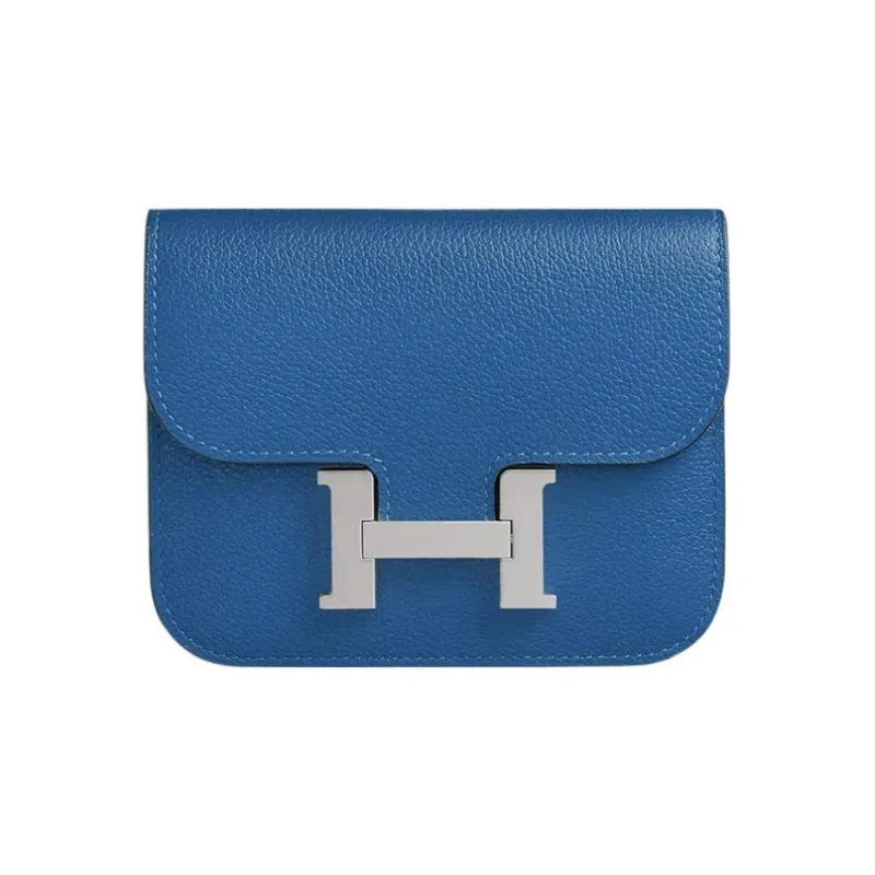 HERMES Constance Slim Evercolor Calfskin Wallets Card Holders Fanny Pack Women's 71 Bleu France French Blue-0