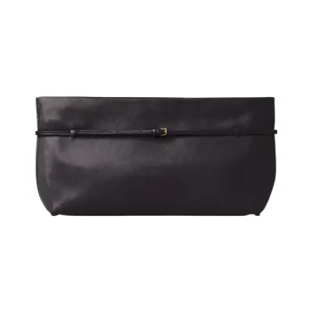 THE ROW Sienna Polished Saddle Leather Clutch Regular Women's Black