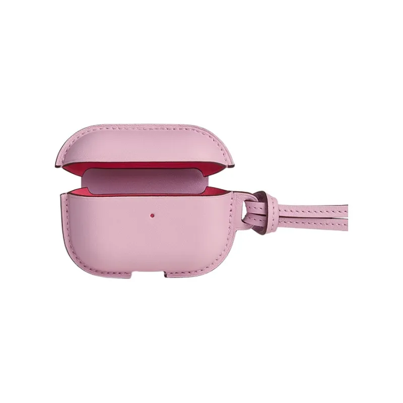 HERMES Swift Leather AirPods Pro Protective Case Earphone Case Unisex Brocade Gourd Purple/Rhododendron Pink-0