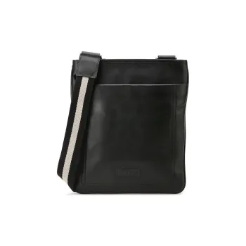 BALLY Cow Leather Shoulder Bag, Crossbody Bag Large Size Men's Black